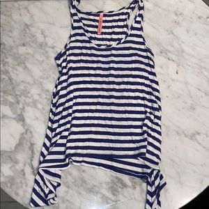 EIGHT SIXTY BLUE WHITE STRIPE SIZE XS FLOWY TANK